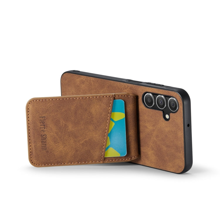Pour Samsung Galaxy A13 5G Fierre Shann Crazy Horse Étui de Téléphone en PU avec Porte-Cartes(Marron)