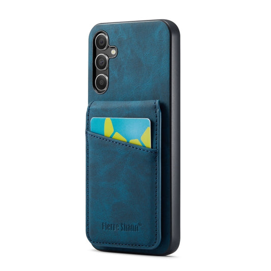 Pour Samsung Galaxy A13 5G Fierre Shann Crazy Horse Étui de Téléphone en PU avec Porte-Cartes et Coque Arrière (Bleu)