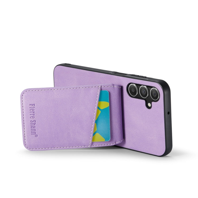 Pour Samsung Galaxy A14 5G Fierre Shann Crazy Horse Étui de téléphone en cuir PU avec porte-cartes à l'arrière (violet)