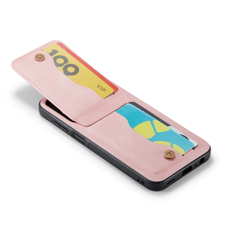 For Samsung Galaxy A15 Fierre Shann Crazy Horse Card Holder Back Cover PU Phone Case(Pink)