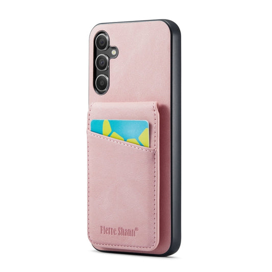 Pour Samsung Galaxy A15 Fierre Shann Crazy Horse Étui de téléphone en cuir PU avec porte-cartes (rose)