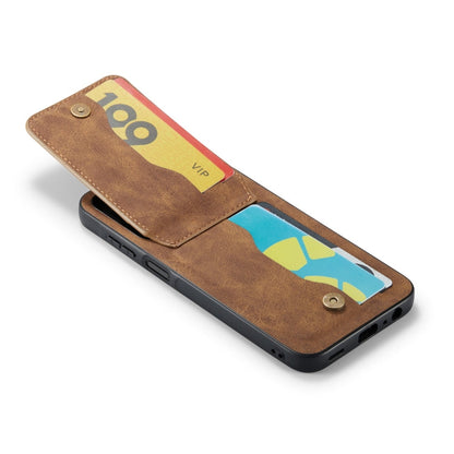 For Samsung Galaxy A15 Fierre Shann Crazy Horse Card Holder Back Cover PU Phone Case(Brown)