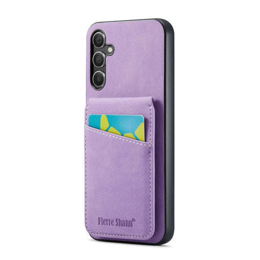 Pour Samsung Galaxy A15 Fierre Shann Crazy Horse Étui de téléphone en cuir PU avec porte-cartes à l'arrière (violet)