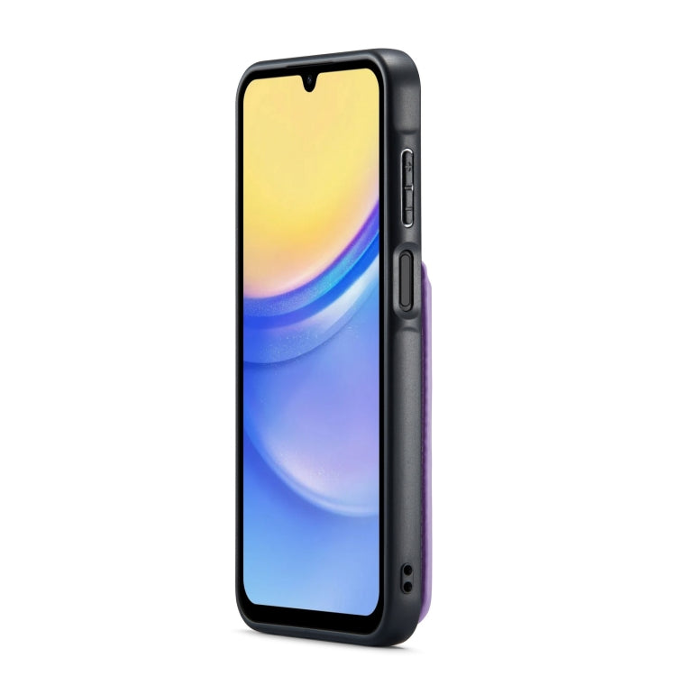 For Samsung Galaxy A15 Fierre Shann Crazy Horse Card Holder Back Cover PU Phone Case(Purple)