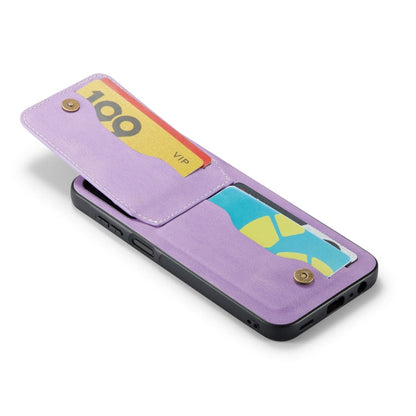 For Samsung Galaxy A15 Fierre Shann Crazy Horse Card Holder Back Cover PU Phone Case(Purple)