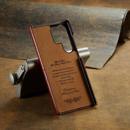 For Samsung Galaxy S24 Ultra 5G Fierre Shann Oil Wax Texture Leather Phone Case with Card Slots(Brown)