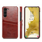 Pour Samsung Galaxy S24+ 5G Étui en cuir texturé à l'huile et à la cire Fierre Shann avec fentes pour cartes (marron)