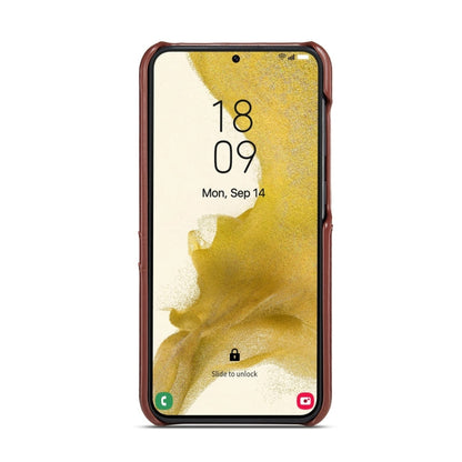 Pour Samsung Galaxy S24+ 5G Étui en cuir texturé à l'huile et à la cire Fierre Shann avec fentes pour cartes (marron)