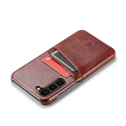 Pour Samsung Galaxy S24+ 5G Étui en cuir texturé à l'huile et à la cire Fierre Shann avec fentes pour cartes (marron)