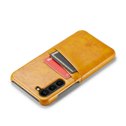 For Samsung Galaxy S24+ 5G Fierre Shann Oil Wax Texture Leather Phone Case with Card Slots(Yellow)