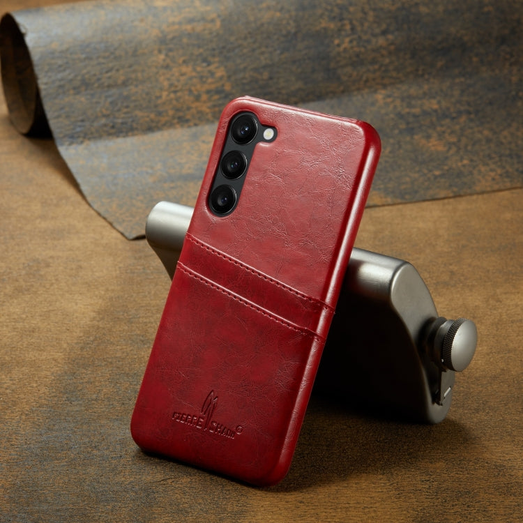 For Samsung Galaxy S24+ 5G Fierre Shann Oil Wax Texture Leather Phone Case with Card Slots(Red)