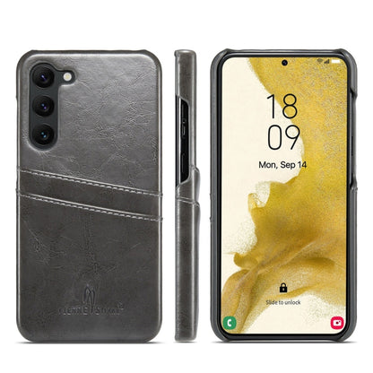 For Samsung Galaxy S24+ 5G Fierre Shann Oil Wax Texture Leather Phone Case with Card Slots(Black)