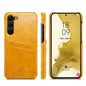 For Samsung Galaxy S24 5G Fierre Shann Oil Wax Texture Leather Phone Case with Card Slots(Yellow)