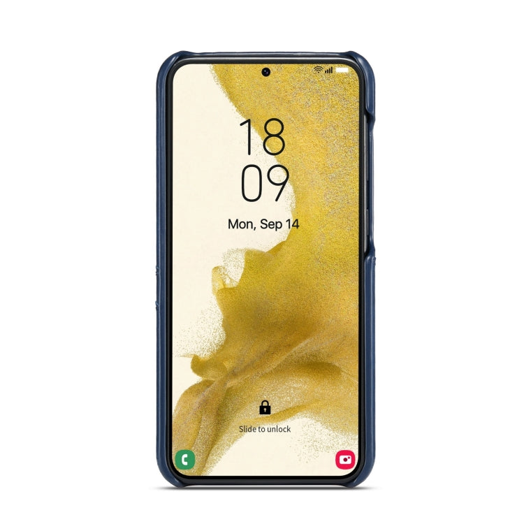 Pour Samsung Galaxy S24 5G Étui de téléphone en cuir texturé Fierre Shann Oil Wax avec fentes pour cartes (bleu)
