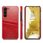 Pour Samsung Galaxy S24 5G Étui de téléphone en cuir texturé huilé Fierre Shann avec fentes pour cartes (rouge)