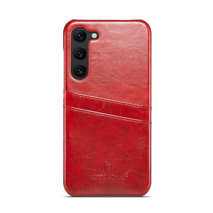 Pour Samsung Galaxy S24 5G Étui de téléphone en cuir texturé huilé Fierre Shann avec fentes pour cartes (rouge)