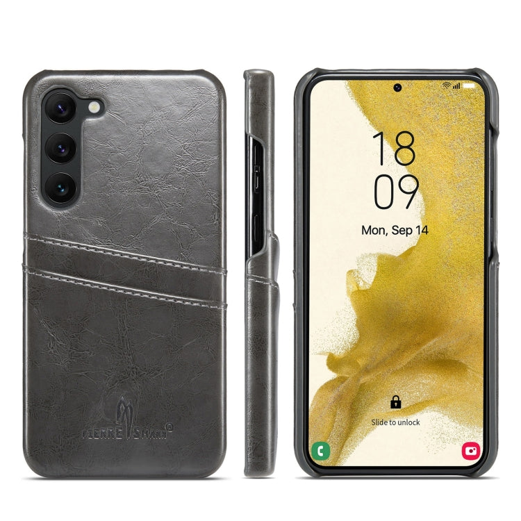 Pour Samsung Galaxy S24 5G Fierre Shann Étui de téléphone en cuir texturé huilé avec fentes pour cartes (Noir)