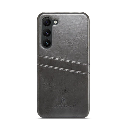 Pour Samsung Galaxy S24 5G Fierre Shann Étui de téléphone en cuir texturé huilé avec fentes pour cartes (Noir)
