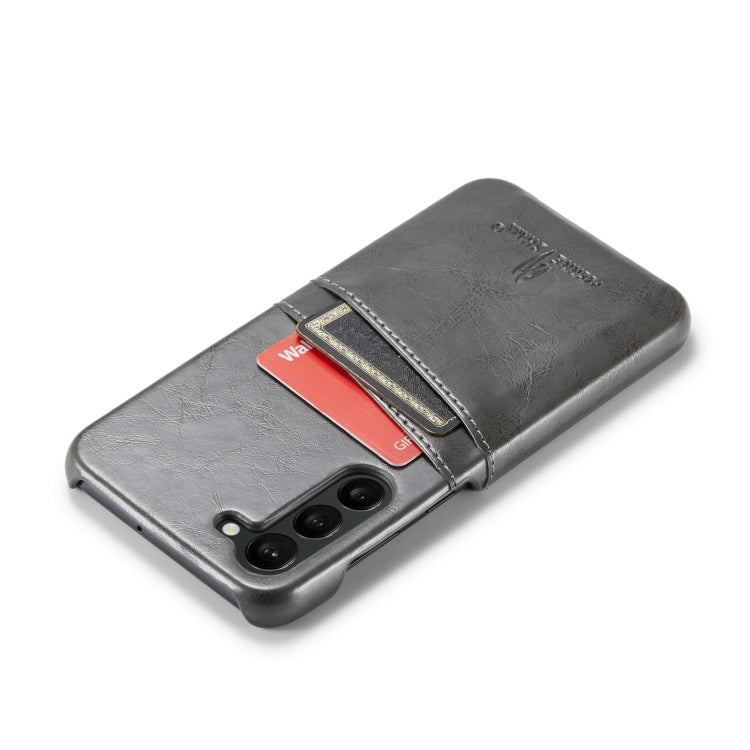 Pour Samsung Galaxy S24 5G Fierre Shann Étui de téléphone en cuir texturé huilé avec fentes pour cartes (Noir)