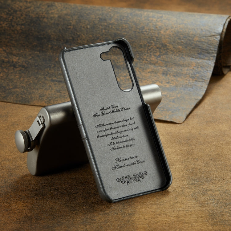 Pour Samsung Galaxy S24 5G Fierre Shann Étui de téléphone en cuir texturé huilé avec fentes pour cartes (Noir)