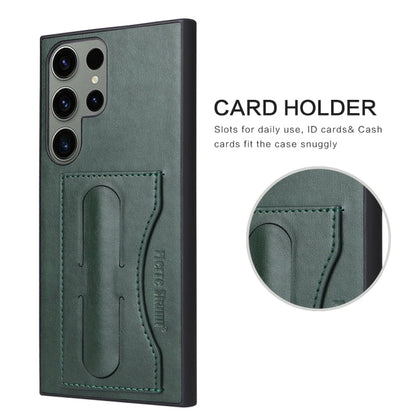For Samsung Galaxy S24 Ultra 5G Fierre Shann Full Coverage Protective Leather Phone Case(Green)