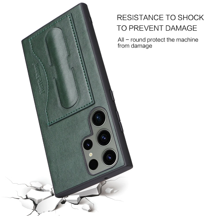 For Samsung Galaxy S24 Ultra 5G Fierre Shann Full Coverage Protective Leather Phone Case(Green)