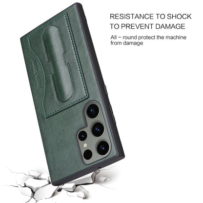 For Samsung Galaxy S24 Ultra 5G Fierre Shann Full Coverage Protective Leather Phone Case(Green)