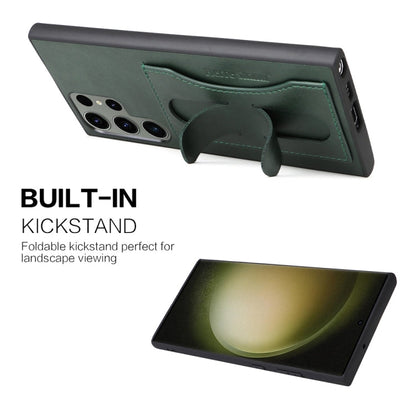 For Samsung Galaxy S24 Ultra 5G Fierre Shann Full Coverage Protective Leather Phone Case(Green)