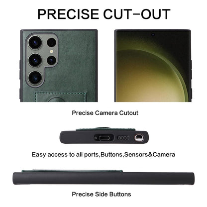 For Samsung Galaxy S24 Ultra 5G Fierre Shann Full Coverage Protective Leather Phone Case(Green)