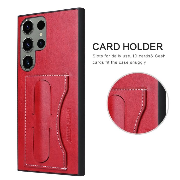 For Samsung Galaxy S24 Ultra 5G Fierre Shann Full Coverage Protective Leather Phone Case(Red)