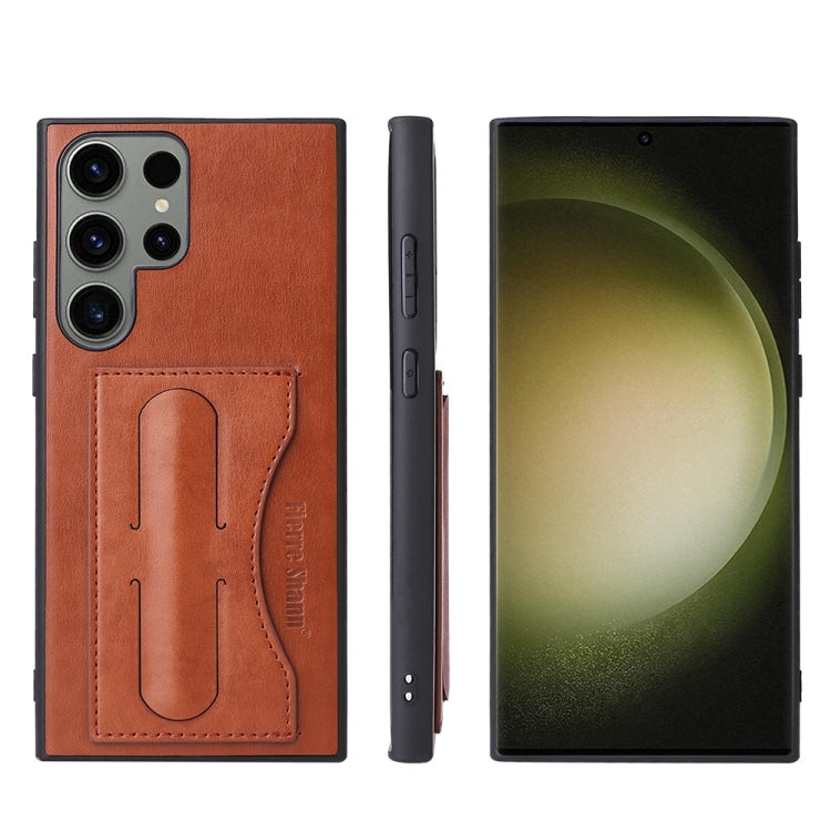 Pour Samsung Galaxy S24 Ultra 5G Étui de protection en cuir à couverture complète Fierre Shann (marron)