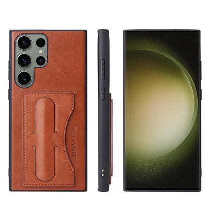 Pour Samsung Galaxy S24 Ultra 5G Étui de protection en cuir à couverture complète Fierre Shann (marron)