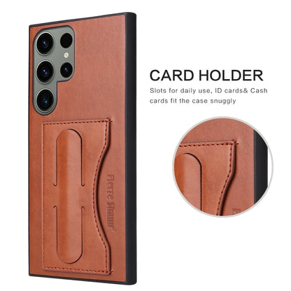 Pour Samsung Galaxy S24 Ultra 5G Étui de protection en cuir à couverture complète Fierre Shann (marron)