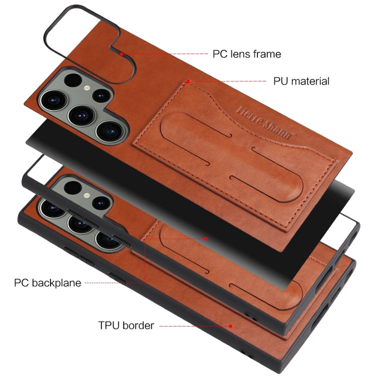 Pour Samsung Galaxy S24 Ultra 5G Étui de protection en cuir à couverture complète Fierre Shann (marron)