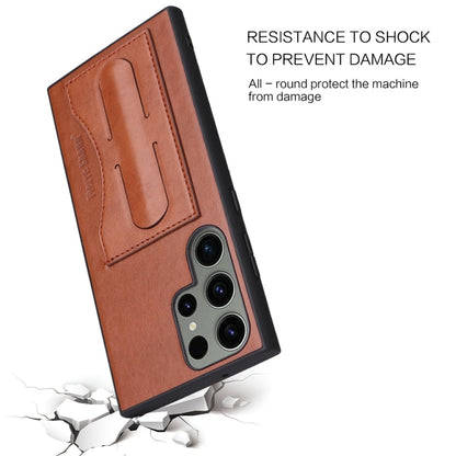 Pour Samsung Galaxy S24 Ultra 5G Étui de protection en cuir à couverture complète Fierre Shann (marron)