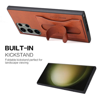 Pour Samsung Galaxy S24 Ultra 5G Étui de protection en cuir à couverture complète Fierre Shann (marron)