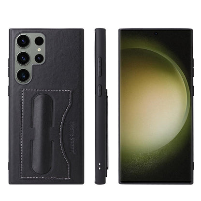 For Samsung Galaxy S24 Ultra 5G Fierre Shann Full Coverage Protective Leather Phone Case(Black)