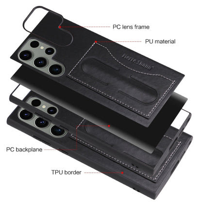 For Samsung Galaxy S24 Ultra 5G Fierre Shann Full Coverage Protective Leather Phone Case(Black)