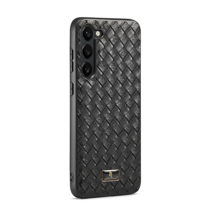 Pour la coque arrière du téléphone Samsung Galaxy S24+ 5G Fierre Shann en simili cuir (noir tissé)