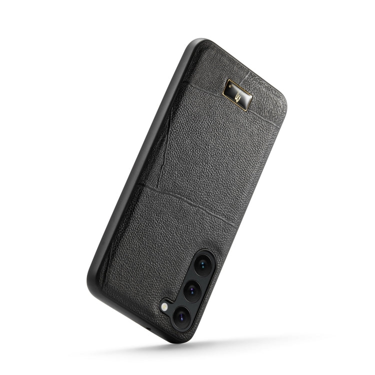 For Samsung Galaxy S24 5G Fierre Shann Leather Texture Phone Back Cover Case(Ox Tendon Black)