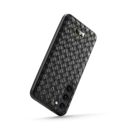 For Samsung Galaxy S24 5G Fierre Shann Leather Texture Phone Back Cover Case(Woven Black)