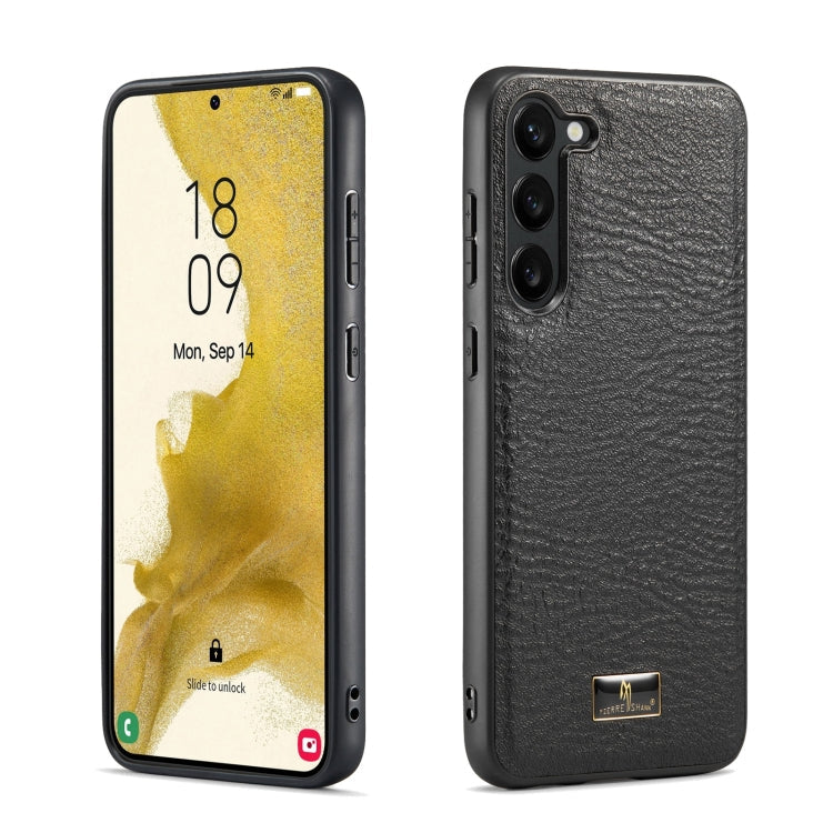 Pour Samsung Galaxy S24 5G Coque Arrière de Téléphone Effet Cuir Fierre Shann (Noir Peau de Vache)