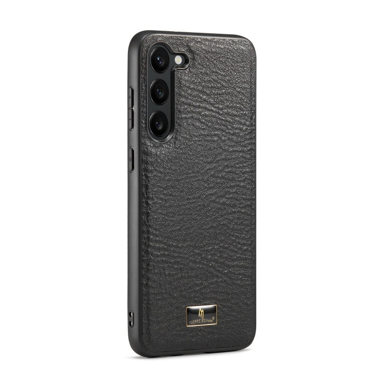 Pour Samsung Galaxy S24 5G Coque Arrière de Téléphone Effet Cuir Fierre Shann (Noir Peau de Vache)