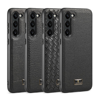 Pour Samsung Galaxy S24 5G Coque Arrière de Téléphone Effet Cuir Fierre Shann (Noir Peau de Vache)