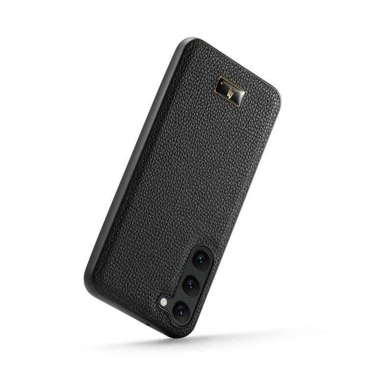 For Samsung Galaxy S24 5G Fierre Shann Leather Texture Phone Back Cover Case(Lychee Black)