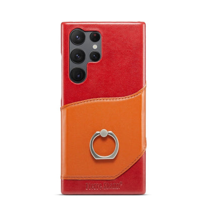 Pour Samsung Galaxy S24 Ultra 5G Étui de téléphone arrière en cuir véritable Fierre Shann avec texture de cire à l'huile (rouge)