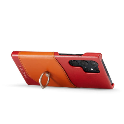 Pour Samsung Galaxy S24 Ultra 5G Étui de téléphone arrière en cuir véritable Fierre Shann avec texture de cire à l'huile (rouge)