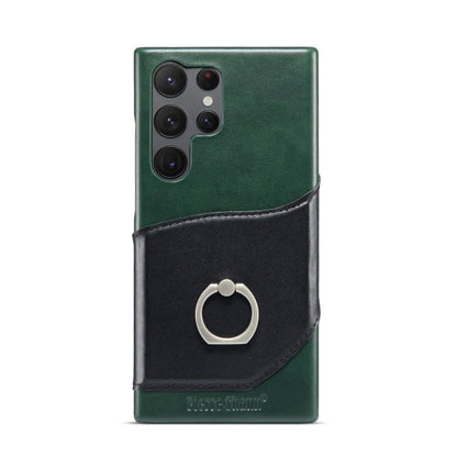 For Samsung Galaxy S24 Ultra 5G Fierre Shann Oil Wax Texture Genuine Leather Back Phone Case(Black)