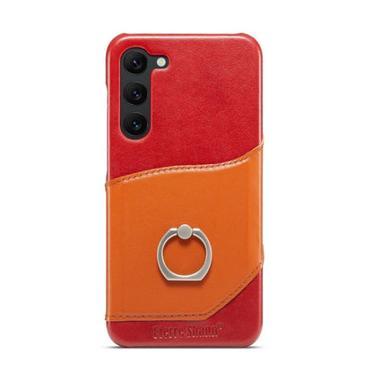 Pour Samsung Galaxy S24+ 5G Coque Arrière de Téléphone en Cuir Véritable Texture Cire Huile Fierre Shann (Rouge)