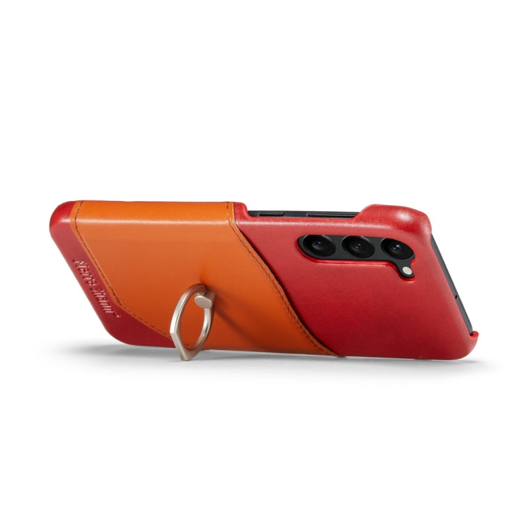 Pour Samsung Galaxy S24+ 5G Coque Arrière de Téléphone en Cuir Véritable Texture Cire Huile Fierre Shann (Rouge)